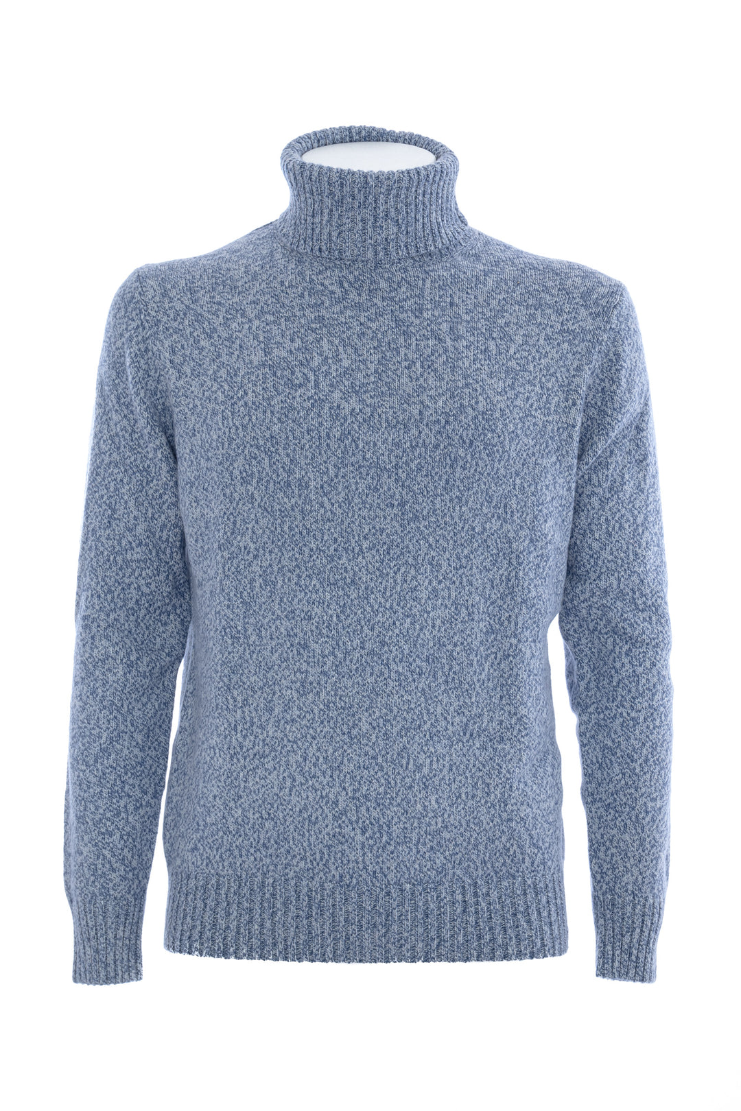 Maglia dolcevita azzurra a collo alto in misto cashmere