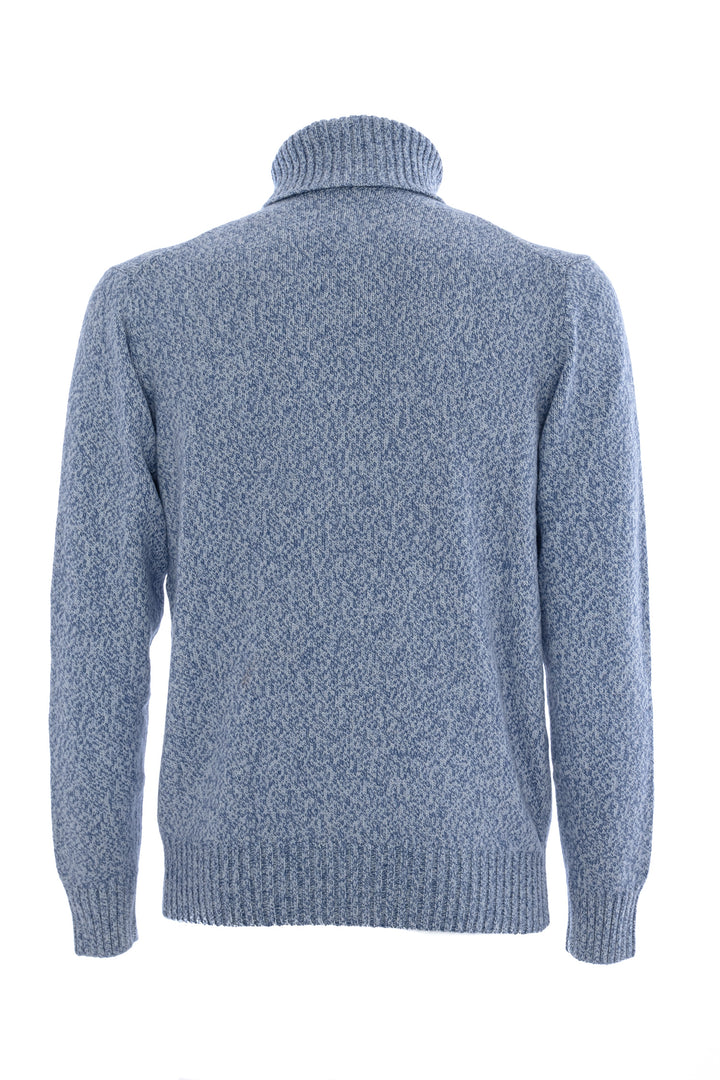 Maglia dolcevita azzurra a collo alto in misto cashmere