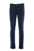 Pantalone cinque tasche blu scuro in gabardina di cotone stretch con toppe