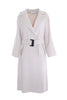 Long cream double-breasted coat in wool blend cloth with belt