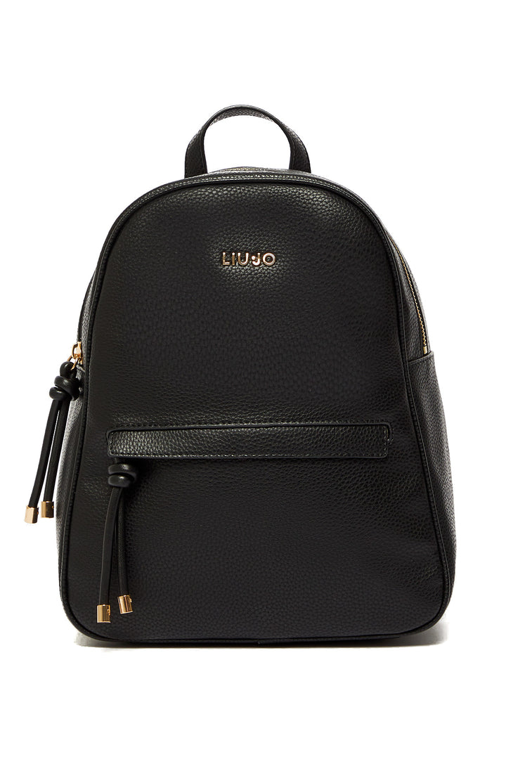 Eco-friendly black backpack with front pocket