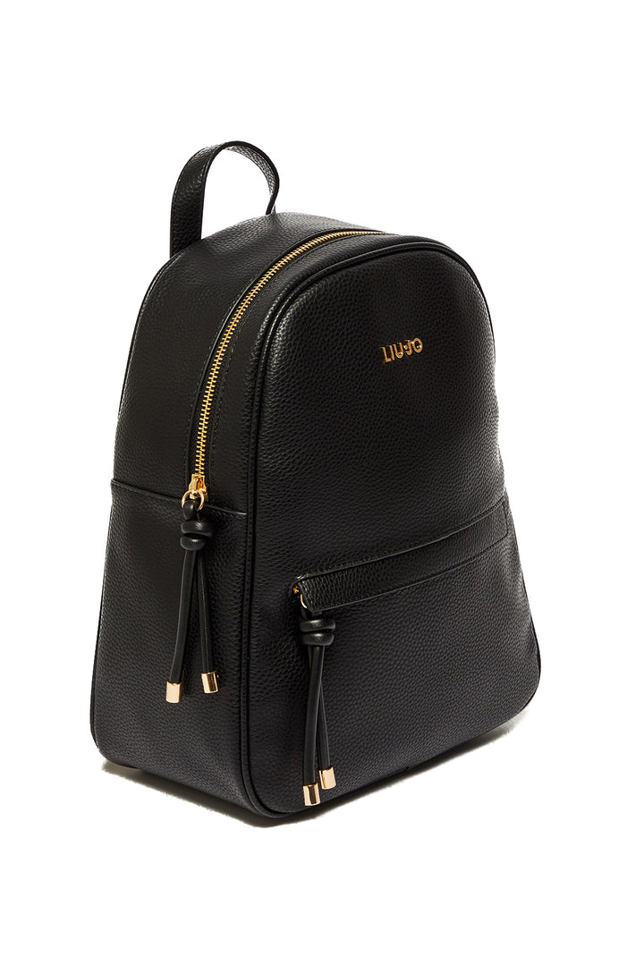 Eco-friendly black backpack with front pocket