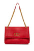 Shoulder bag L red matelassé with chain