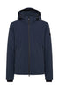 Bomber liscio blu grafite impermeabile con cappuccio staccabile