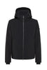 Bomber liscio nero impermeabile con cappuccio staccabile