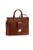 Brown leather briefcase with detachable shoulder strap