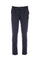 Black stretch cotton trousers with elastic waist and one pleat