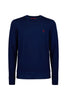 Solid blue wool crewneck sweater