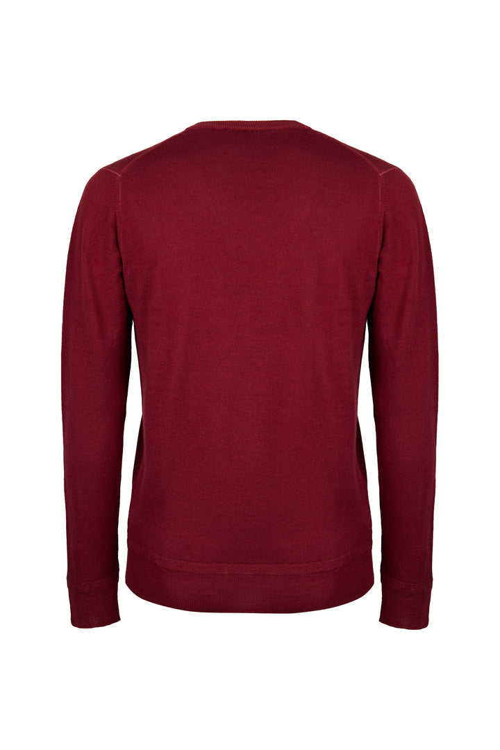 Pull girocollo bordeaux blu tinta unita