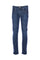 Jeans slim 5 tasche “JOHN” in denim di cotone stretch lavaggio scuro con toppe