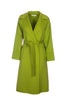 Manteau long vert en drap de laine mélangée avec ceinture