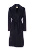 Cappotto lungo nero in panno con cintura
