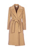 Cappotto lungo cammello in panno con cintura