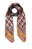 Foulard check cammello ecosostenibile con logo