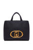 Eco-sustainable black handbag with logo
