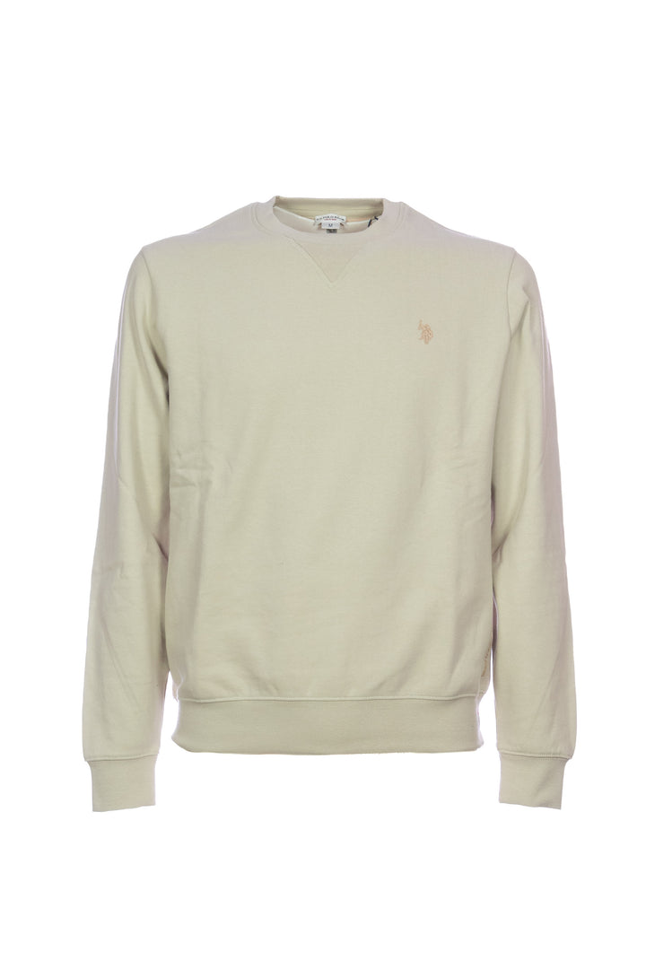 Light beige cotton blend sweatshirt with UA Polo Assn. logo.