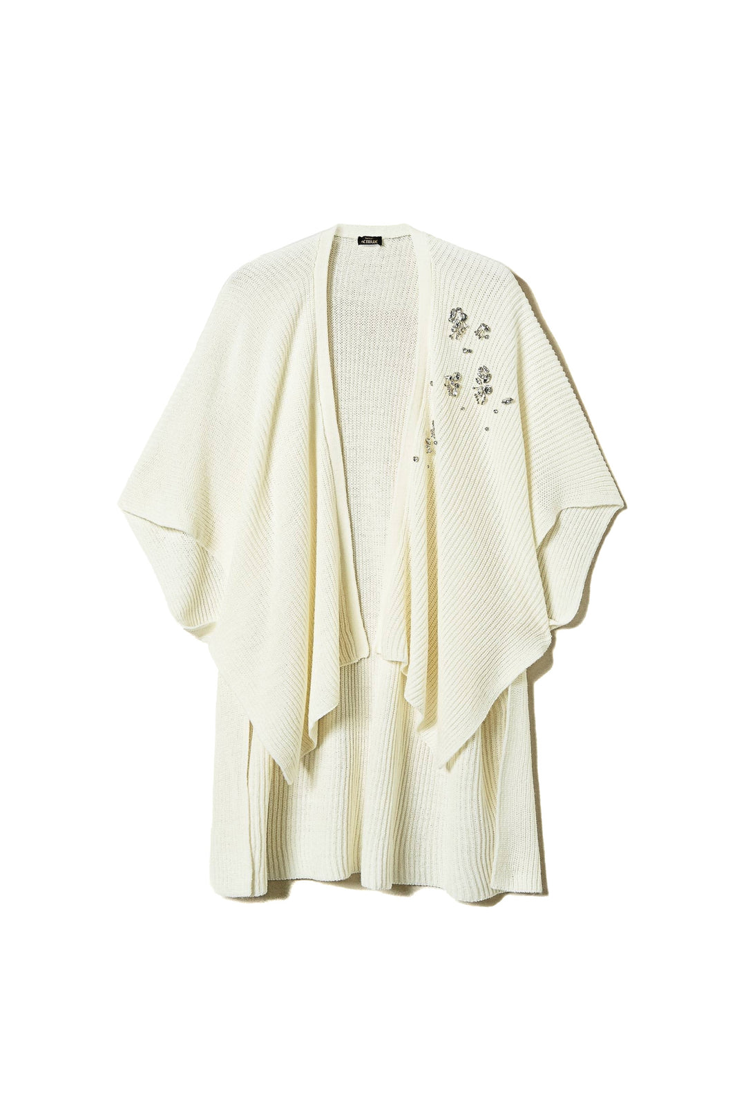 ACTITUDE TWINSET Poncho bianco panna in maglia con ricami - Mancinelli 1954