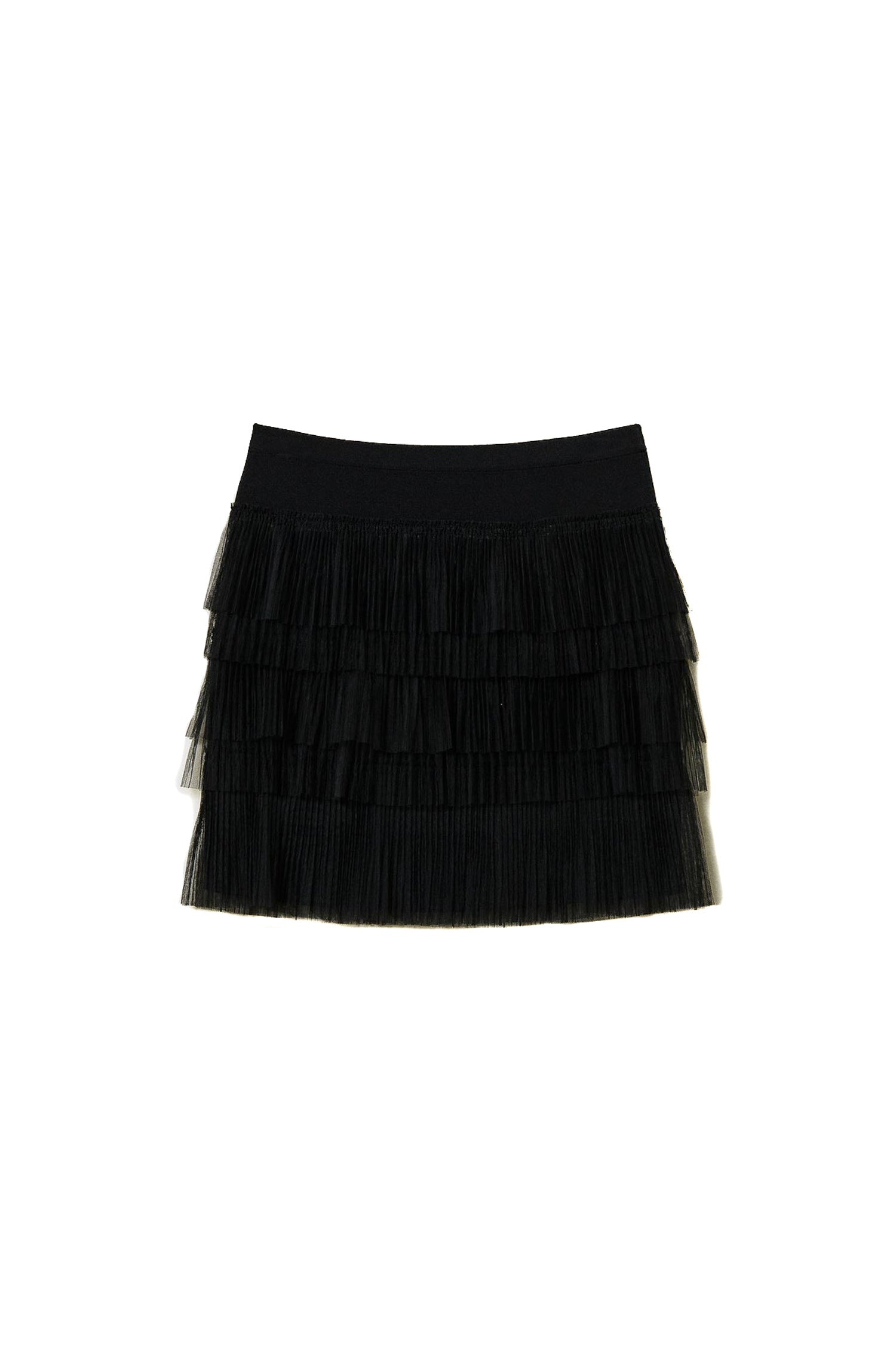 ACTITUDE TWINSET Minigonna nera in maglia con balze in tulle 242AP3092 Mancinelli 1954