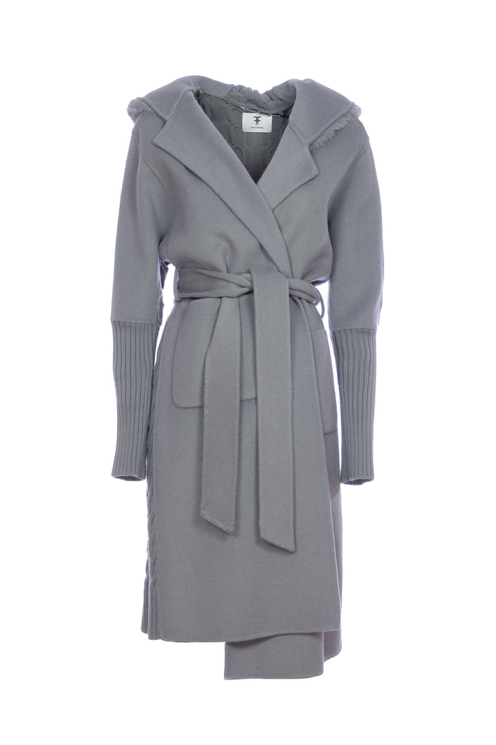 FRACOMINA Cappotto regular lungo grigio con retro in lana - Mancinelli 1954