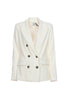 Blazer regular doppiopetto crema in velluto a coste