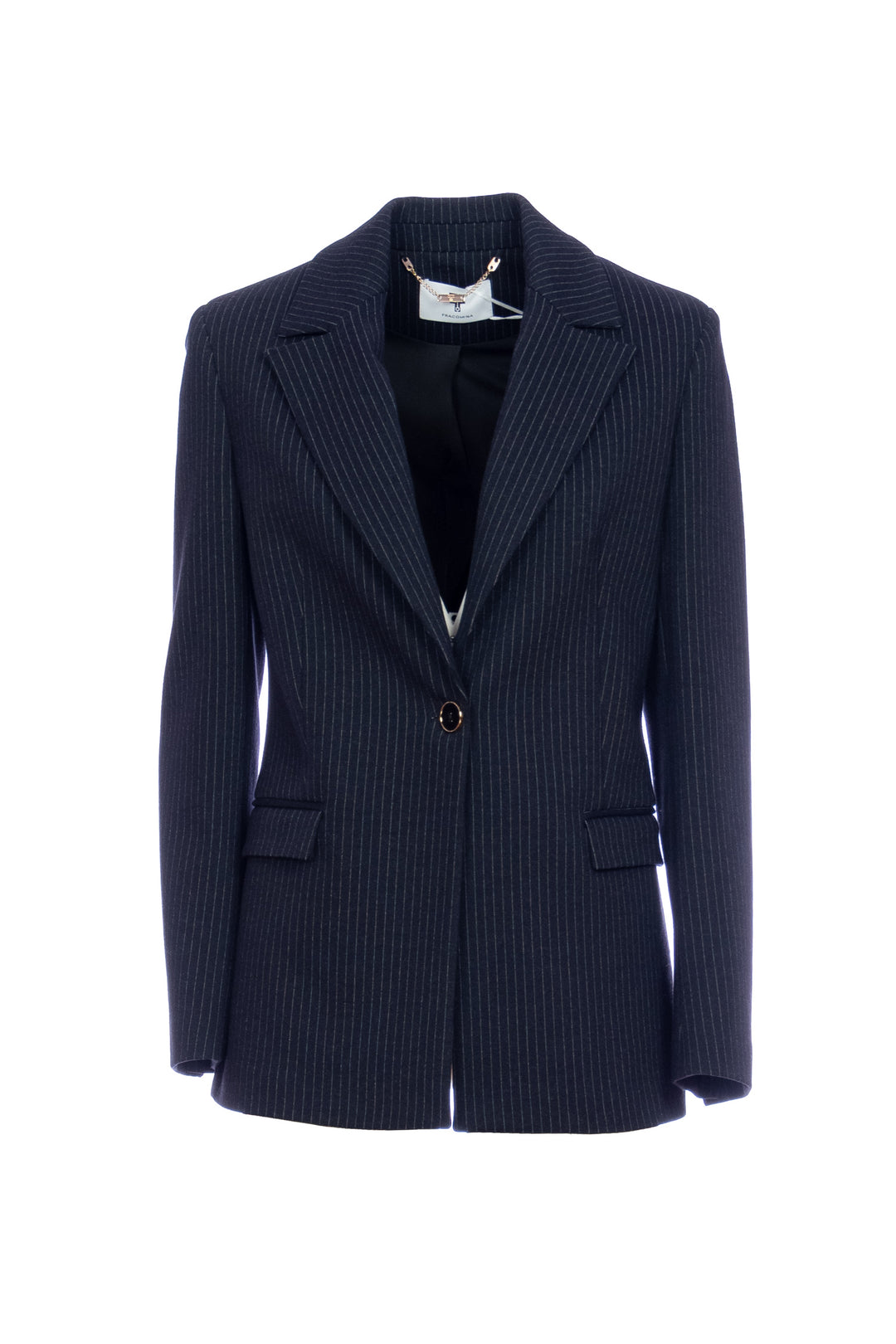 FRACOMINA Blazer regular lungo darkgrey in tessuto gessato - Mancinelli 1954