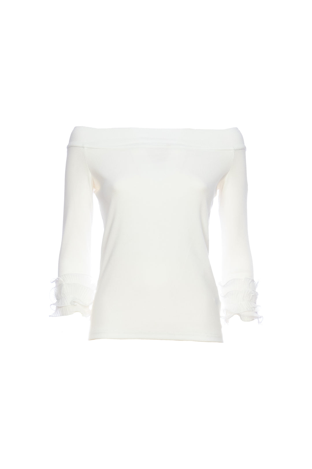 FRACOMINA Top regular bianco in jersey di cotone stretch con scollo a barca - Mancinelli 1954