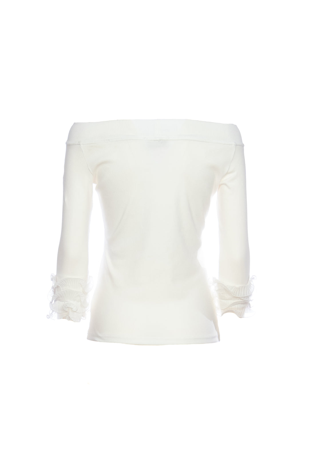 FRACOMINA Top regular bianco in jersey di cotone stretch con scollo a barca - Mancinelli 1954