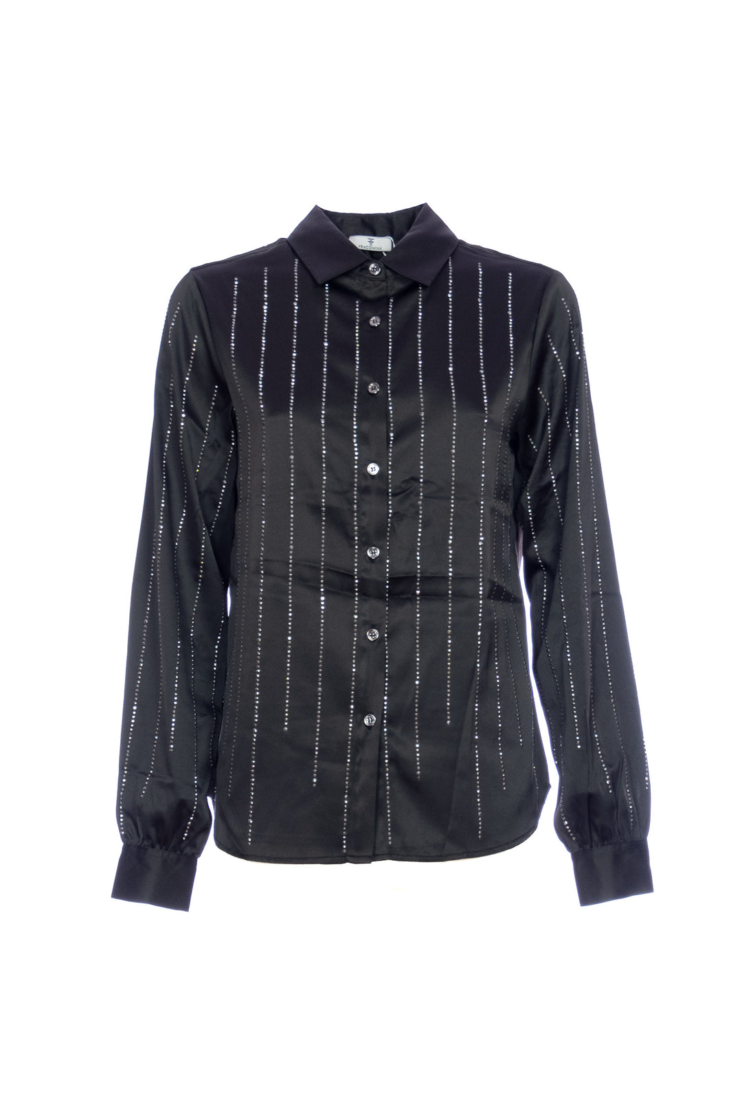 FRACOMINA Camicia regular nera con strass - Mancinelli 1954