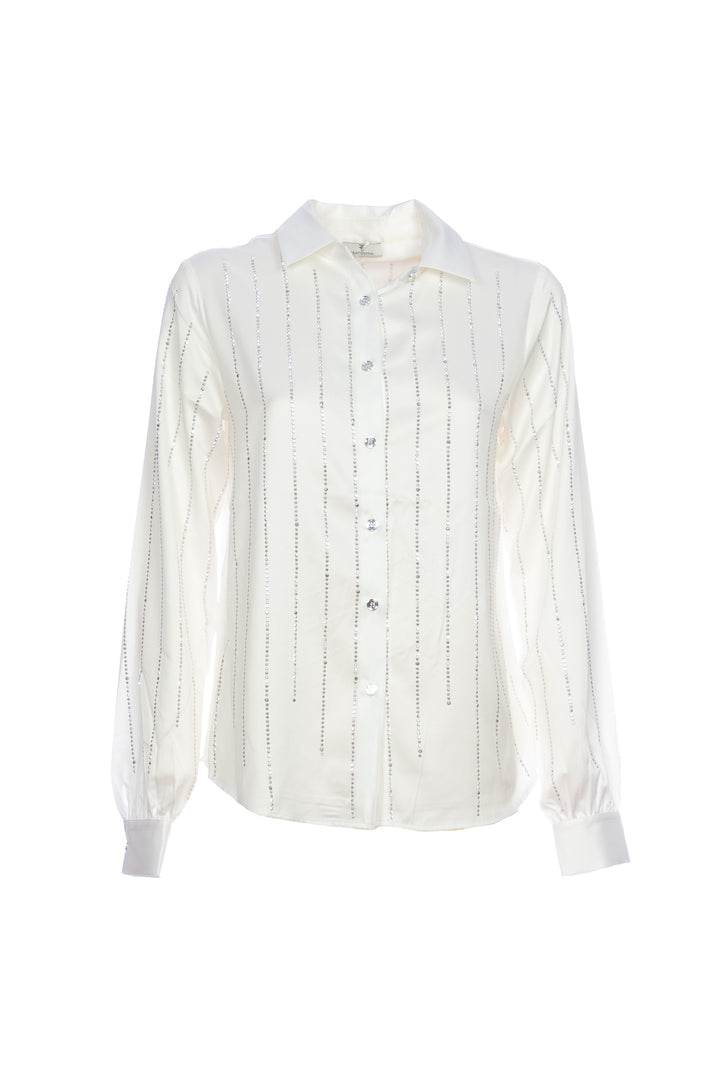 FRACOMINA Camicia regular crema con strass - Mancinelli 1954