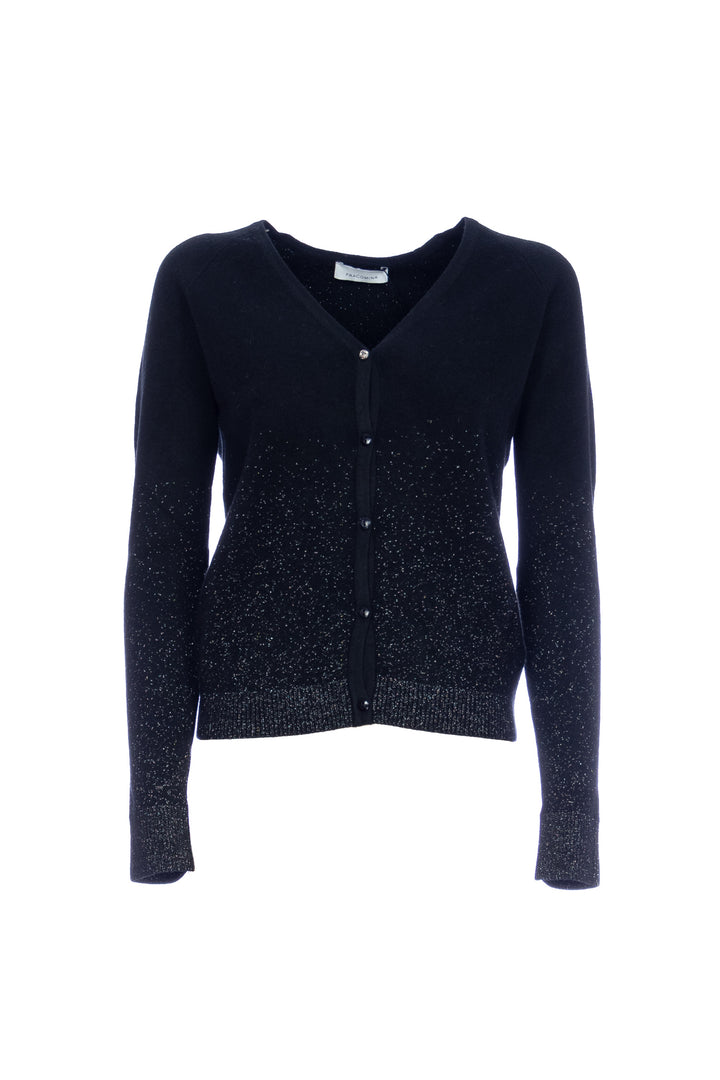 FRACOMINA Cardigan regular nero con inserti luminosi - Mancinelli 1954