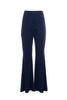 Pantalone flare impunturato blu notte in tessuto stretch