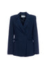 Giacca blazer doppiopetto blu notte in crêpe