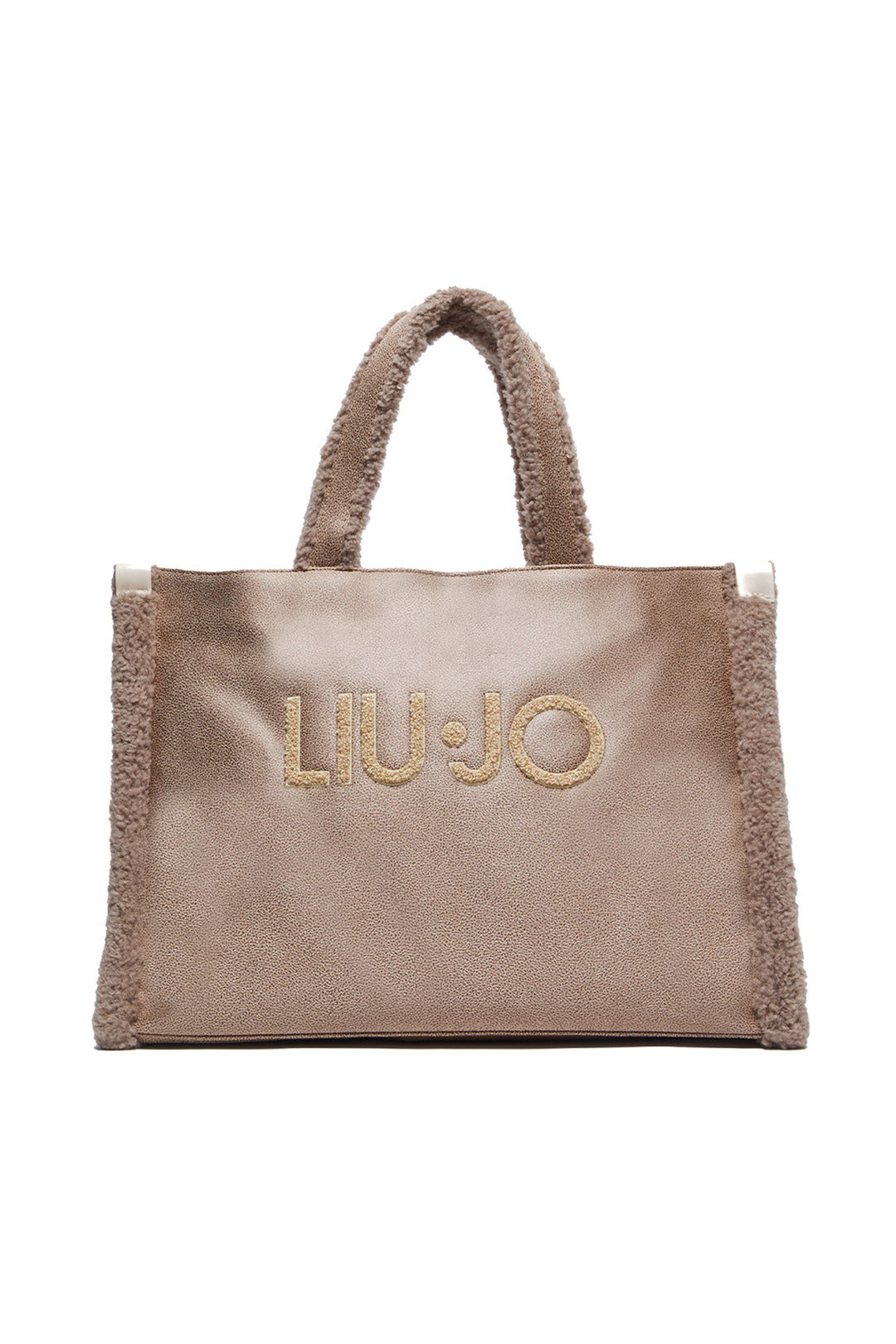 LIU JO Shopping bag cammello in tessuto spalmato e dettagli in teddy - Mancinelli 1954