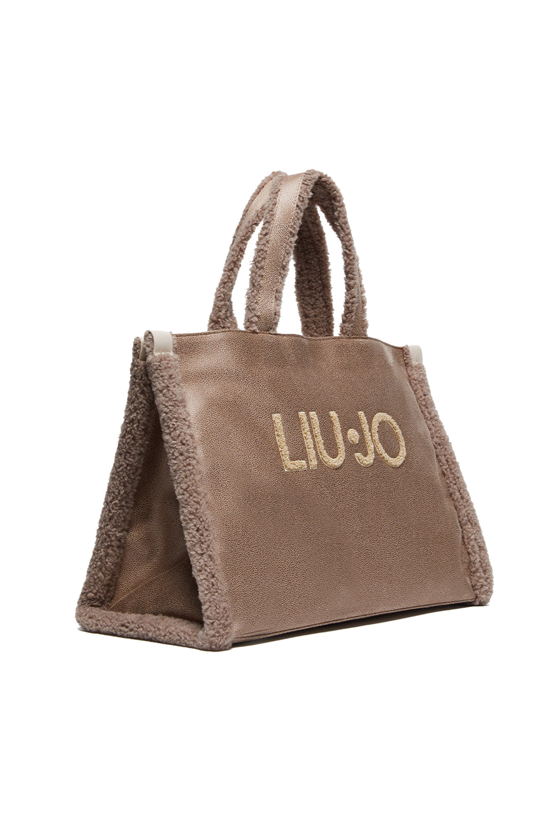 LIU JO Shopping bag cammello in tessuto spalmato e dettagli in teddy - Mancinelli 1954