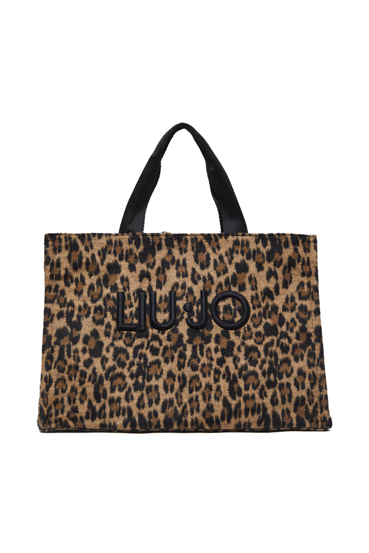 LIU JO Shopping bag animalier marrone in panno - Mancinelli 1954