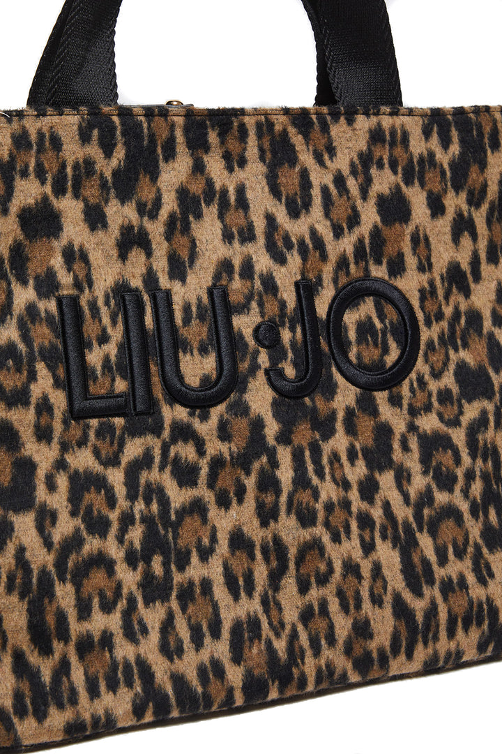 LIU JO Shopping bag animalier marrone in panno - Mancinelli 1954