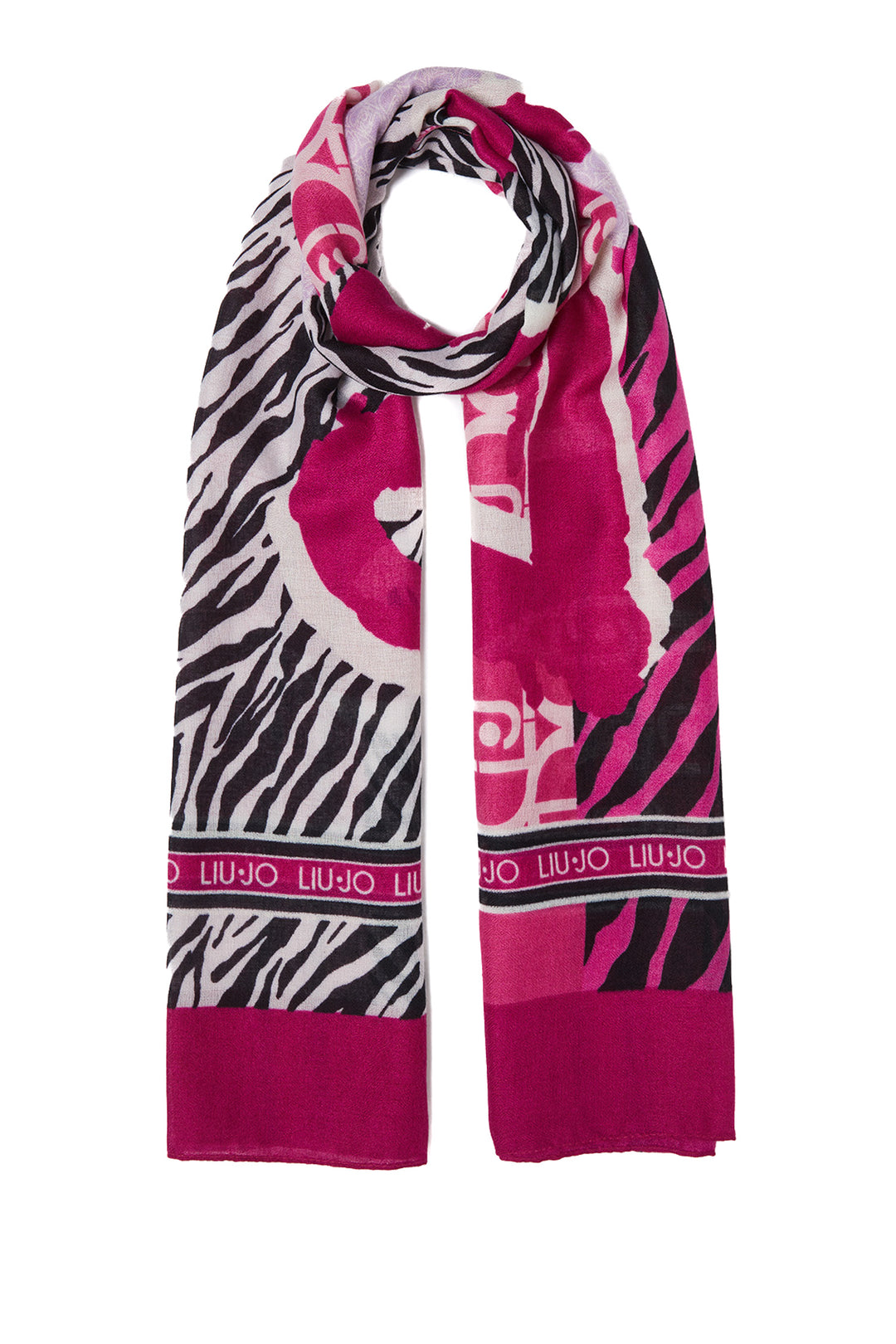 LIU JO Stola fucsia animalier con logo - Mancinelli 1954