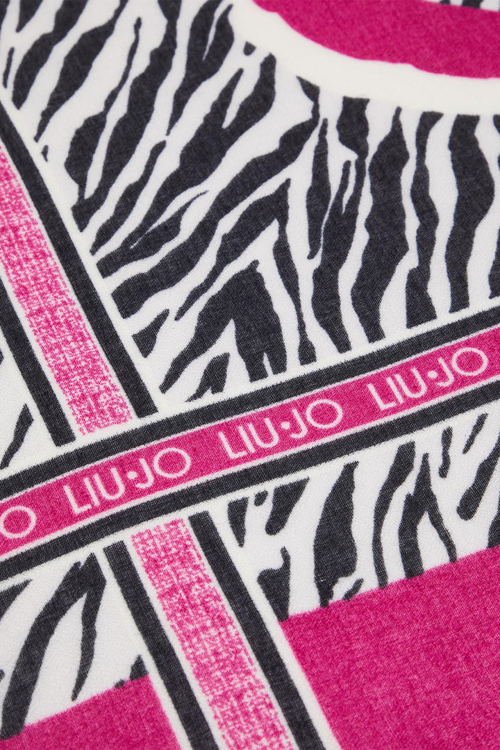 LIU JO Stola fucsia animalier con logo - Mancinelli 1954