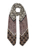 Foulard beige in tessuto garzato con stampa