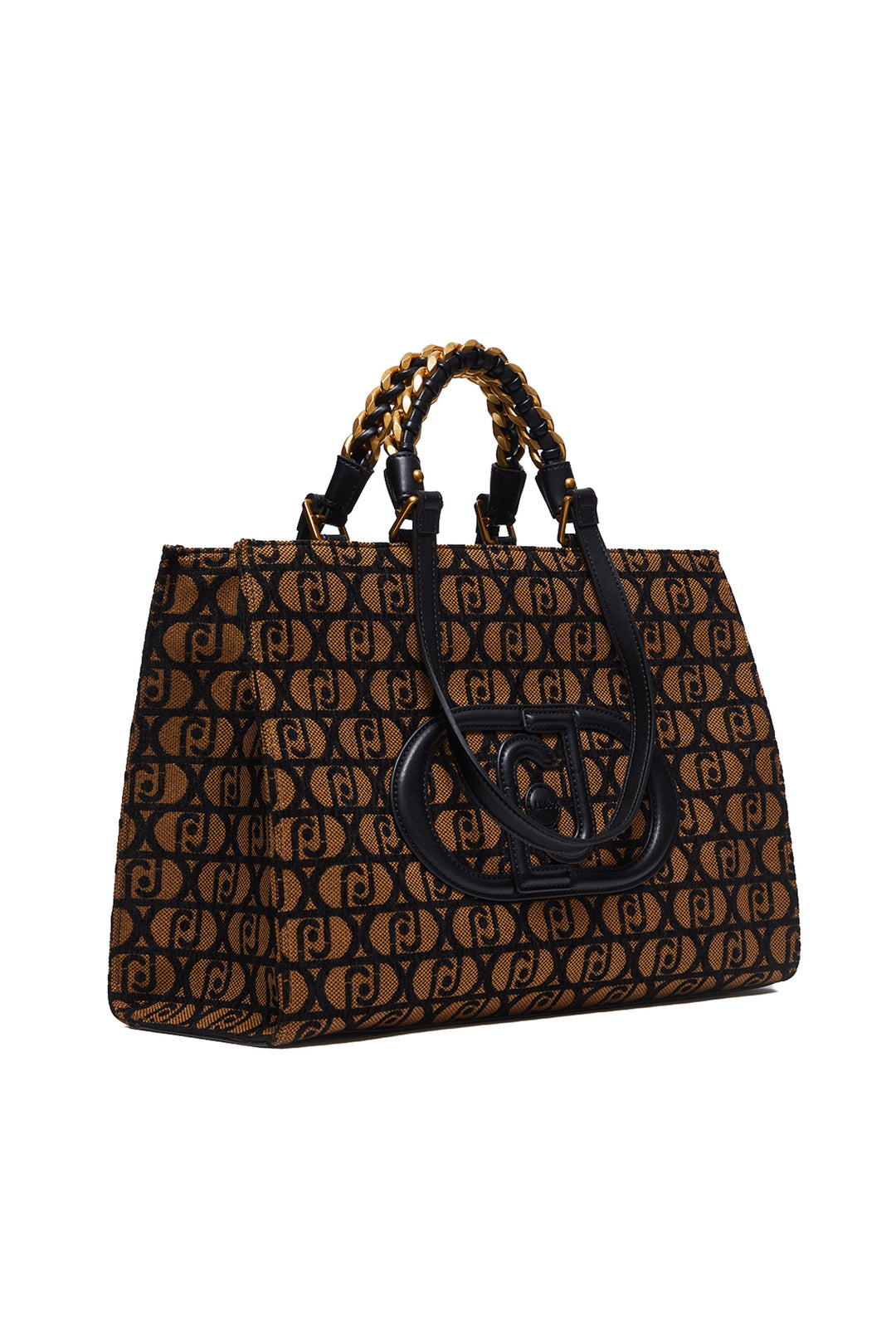 LIU JO Shopping bag marrone jacquard con logo - Mancinelli 1954