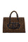 Shopping bag marrone jacquard con logo