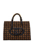 Shopping bag marrone jacquard con logo