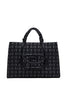 Shopping bag nera jacquard con logo