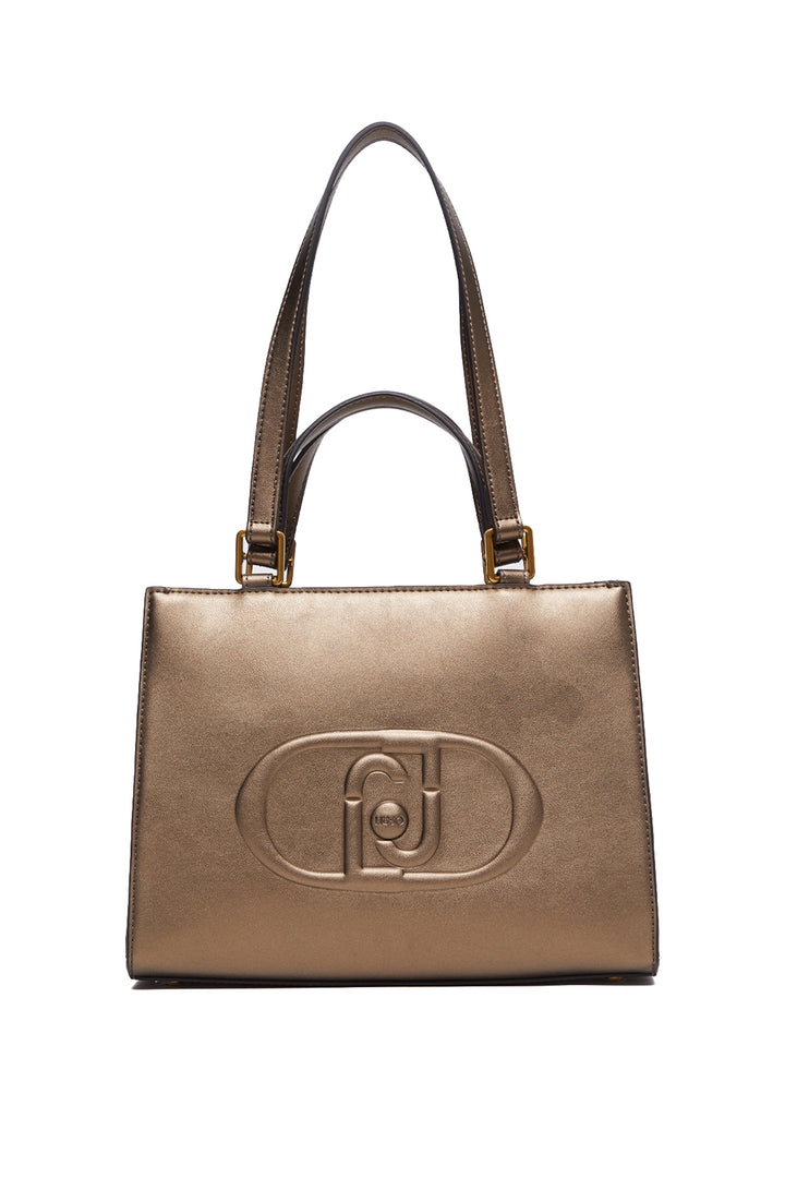 LIU JO Shopping bag bronzo con logo a rilievo - Mancinelli 1954