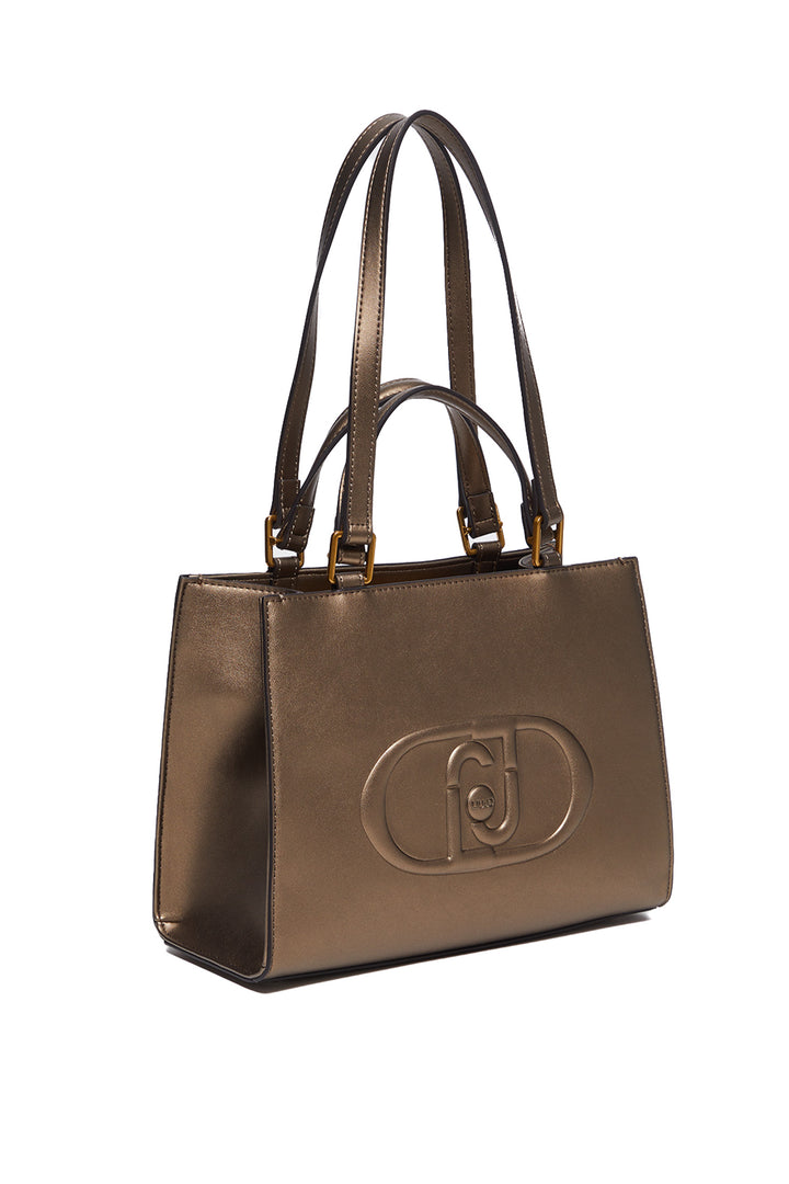 LIU JO Shopping bag bronzo con logo a rilievo - Mancinelli 1954