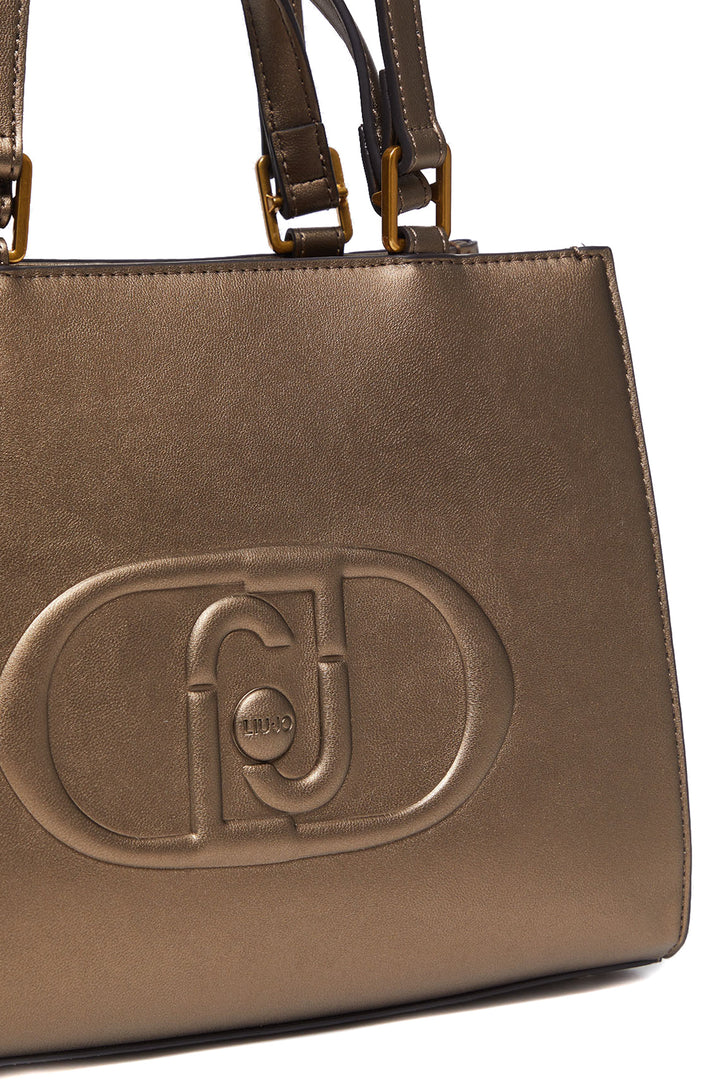 LIU JO Shopping bag bronzo con logo a rilievo - Mancinelli 1954