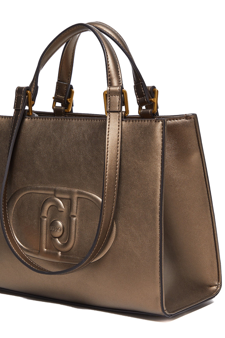 LIU JO Shopping bag bronzo con logo a rilievo - Mancinelli 1954