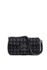 Borsa a spalla nera jacquard con logo