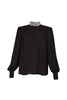 Blusa nera in georgette con strass