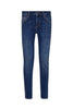 Jeans skinny bottom up in denim di cotone stretch con strass